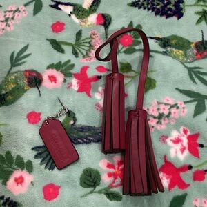 Coach Burgundy Leather Tassel Keychain
